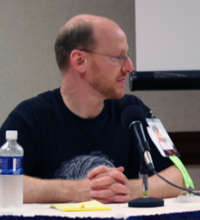 Phil Plait at Dragon*Con '06, during a Science in Podcasting session