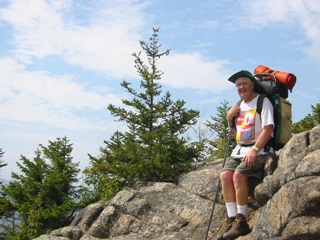 Dad resting on the first slabs on the Davis Path. 