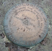 USGS Marker at the peak of Mt. Isolation.