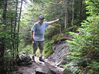 The cairn (and the Dad) marking the spur trail to Isolation.